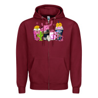 Burgundy neon western coffee cups Zipper Hoodie - Zillion Design Studio