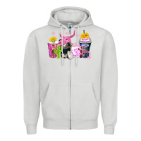 Dove Grey neon western coffee cups Zipper Hoodie - Zillion Design Studio