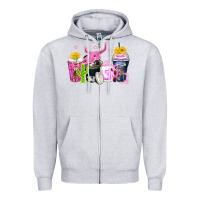 Heather Grey neon western coffee cups Zipper Hoodie - Zillion Design Studio