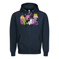 Navy neon western coffee cups Zipper Hoodie - Zillion Design Studio