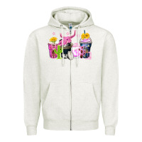 Oatmeal Heather neon western coffee cups Zipper Hoodie - Zillion Design Studio