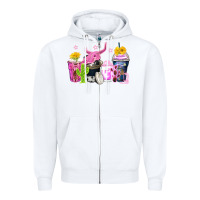 White neon western coffee cups Zipper Hoodie - Zillion Design Studio