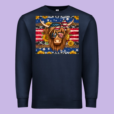 4th Of July Longhaired Cow Tumbler Premium Sweatshirt Designed By Jasminsmagicworld