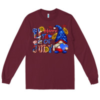 Burgundy happy 4 th of july Long Sleeve Tee - texasbilliewilder