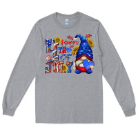 Heather Grey happy 4 th of july Long Sleeve Tee - texasbilliewilder