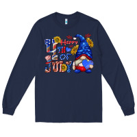 Navy happy 4 th of july Long Sleeve Tee - texasbilliewilder