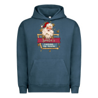 Pigment Midnight Navy santa's coming to town Urban Hoodie - MaliasSmallBusiness