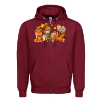 Burgundy pumpkin spice latte coffee cups Zipper Hoodie - Zillion Design Studio