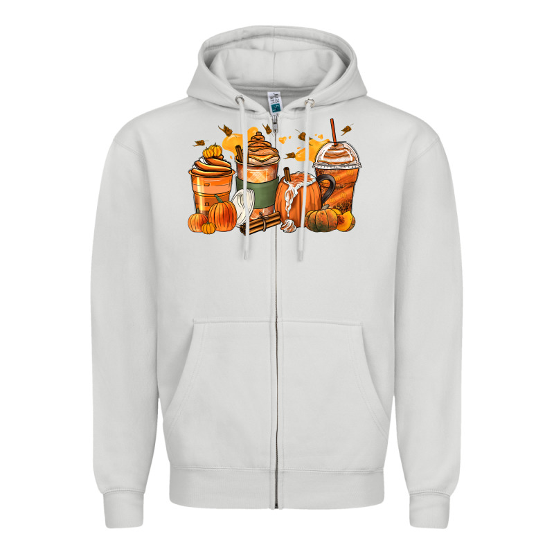 Pumpkin Spice Latte Coffee Cups Zipper Hoodie by Zillion Design Studio | Teevron