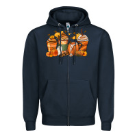 Navy pumpkin spice latte coffee cups Zipper Hoodie - Zillion Design Studio