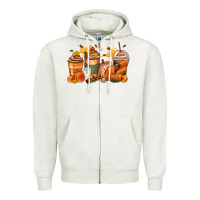 Oatmeal Heather pumpkin spice latte coffee cups Zipper Hoodie - Zillion Design Studio