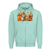 Seafoam pumpkin spice latte coffee cups Zipper Hoodie - Zillion Design Studio