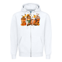 White pumpkin spice latte coffee cups Zipper Hoodie - Zillion Design Studio