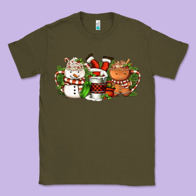 Christmas Coffee Cups Classic Tee Designed By Fadigitalartstudio