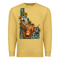 Antique Gold idaho map long haired cow Premium Sweatshirt - Jasminsmagicworld