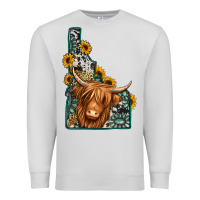 Dove Grey idaho map long haired cow Premium Sweatshirt - Jasminsmagicworld
