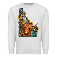 Oatmeal Heather idaho map long haired cow Premium Sweatshirt - Jasminsmagicworld