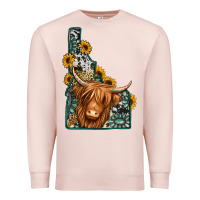Pale Pink idaho map long haired cow Premium Sweatshirt - Jasminsmagicworld