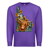 Purple idaho map long haired cow Premium Sweatshirt - Jasminsmagicworld