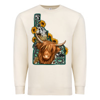 Sandshell idaho map long haired cow Premium Sweatshirt - Jasminsmagicworld