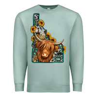 Seafoam idaho map long haired cow Premium Sweatshirt - Jasminsmagicworld