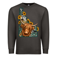 Smoke idaho map long haired cow Premium Sweatshirt - Jasminsmagicworld
