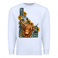 White idaho map long haired cow Premium Sweatshirt - Jasminsmagicworld