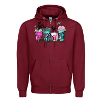 Burgundy motocross coffee cups Zipper Hoodie - Zillion Design Studio