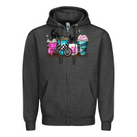 Charcoal Heather motocross coffee cups Zipper Hoodie - Zillion Design Studio