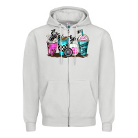 Dove Grey motocross coffee cups Zipper Hoodie - Zillion Design Studio