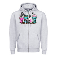 Heather Grey motocross coffee cups Zipper Hoodie - Zillion Design Studio