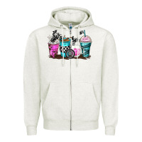 Oatmeal Heather motocross coffee cups Zipper Hoodie - Zillion Design Studio
