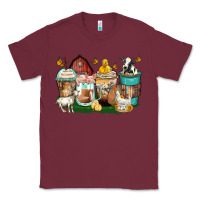 Burgundy farm animals coffee cups Classic Tee - Zillion Design Studio