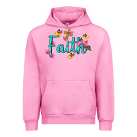 Fuchsia Pink faith with flower and butterfly Urban Hoodie - NancyCooperArtShop