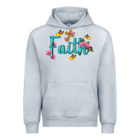 Heather Grey faith with flower and butterfly Urban Hoodie - NancyCooperArtShop