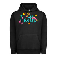 Pigment Black faith with flower and butterfly Urban Hoodie - NancyCooperArtShop