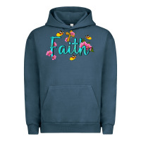 Pigment Midnight Navy faith with flower and butterfly Urban Hoodie - NancyCooperArtShop