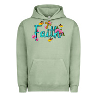 Pigment Oil Green faith with flower and butterfly Urban Hoodie - NancyCooperArtShop