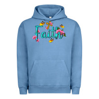 Pigment Pebble Blue faith with flower and butterfly Urban Hoodie - NancyCooperArtShop