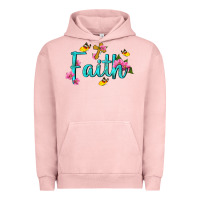 Pigment Salmon faith with flower and butterfly Urban Hoodie - NancyCooperArtShop