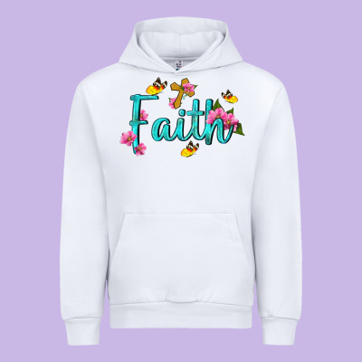 Faith With Flower And Butterfly Urban Hoodie Designed By Nancycooperartshop