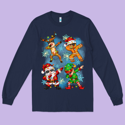 Dabbing Christmas Long Sleeve Tee Designed By Zillion Design Studio