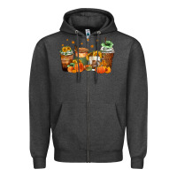 Charcoal Heather fall coffee cups Zipper Hoodie - Zillion Design Studio
