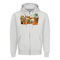 Dove Grey fall coffee cups Zipper Hoodie - Zillion Design Studio