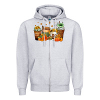 Heather Grey fall coffee cups Zipper Hoodie - Zillion Design Studio