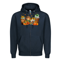 Navy fall coffee cups Zipper Hoodie - Zillion Design Studio