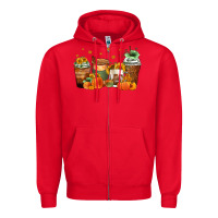 Red fall coffee cups Zipper Hoodie - Zillion Design Studio