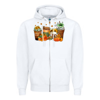White fall coffee cups Zipper Hoodie - Zillion Design Studio