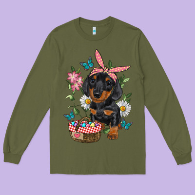 Long Sleeve Tee easter dachshund