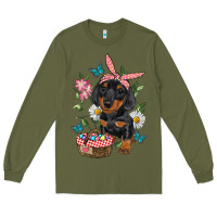 Army Green easter dachshund Long Sleeve Tee - RanaPortraitStore